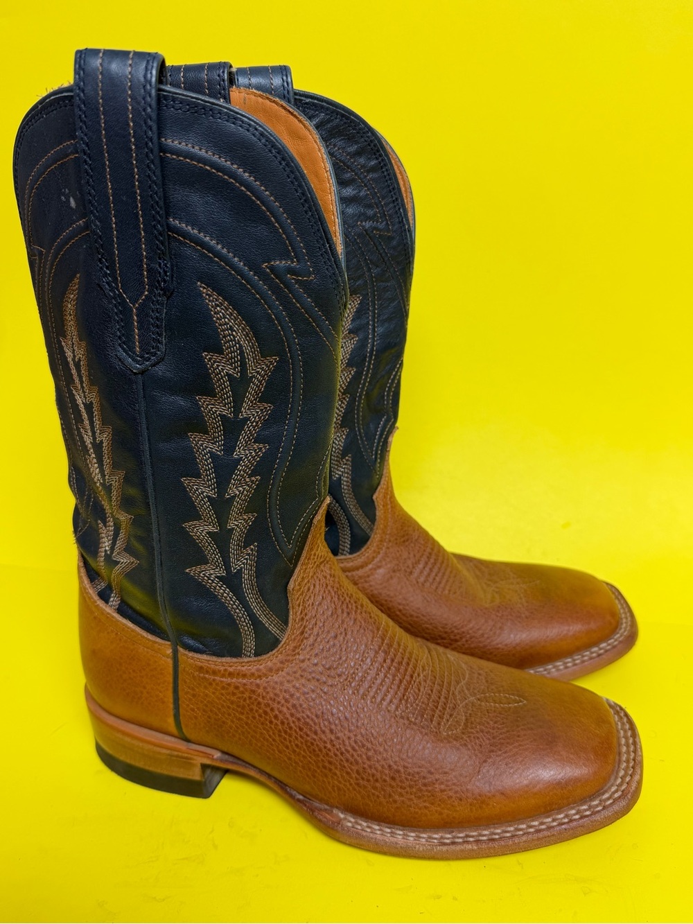 Tecovas Men's The Doc Tan Bison Leather Cowboy Boots 10031TAN SZ 7.5 D $395